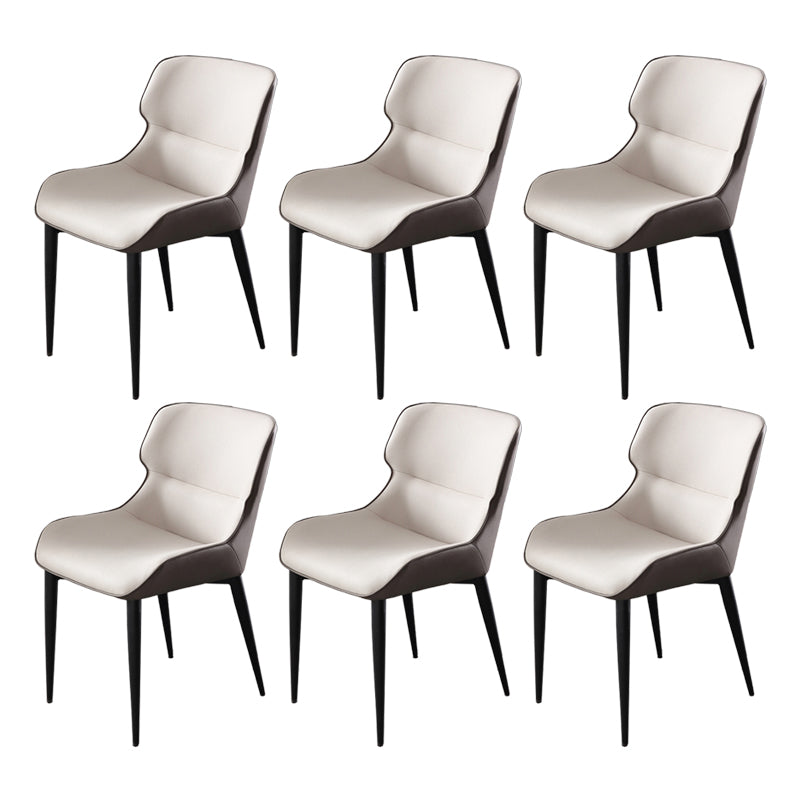 Modern Style Metal Dining Chair Faux Leather Arm Dining Room Chair for Home Use