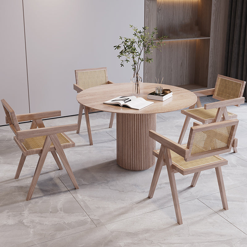 Solid Wood Home Dining Table Modern Round Dining Room Table with Pedestal Base