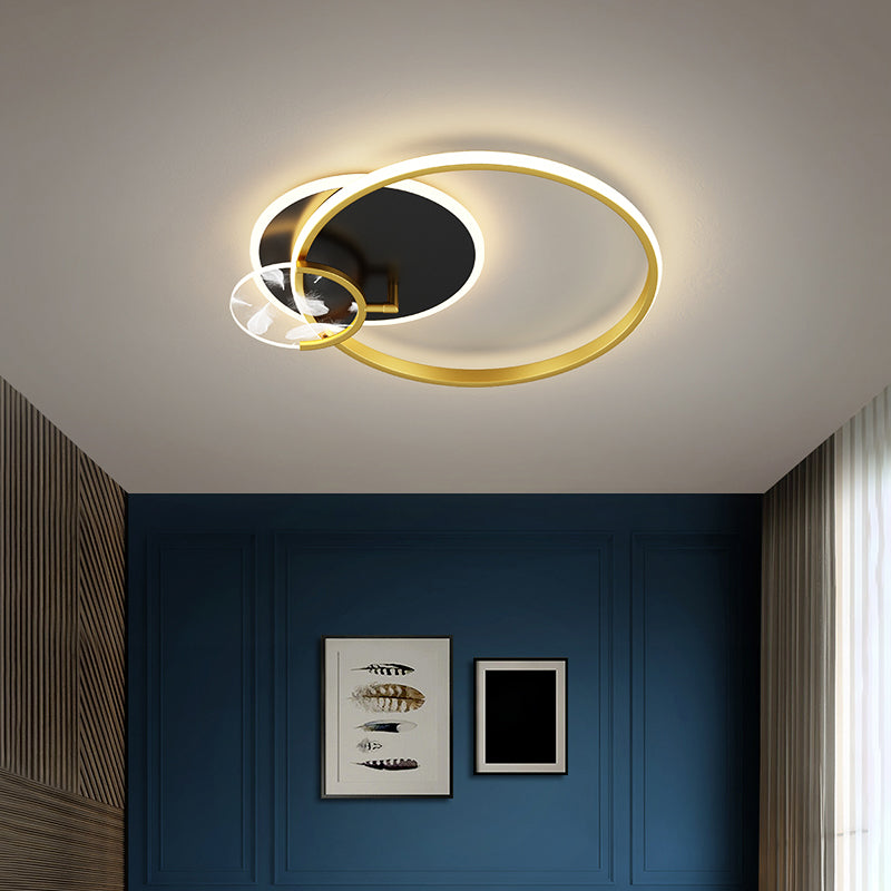 Modern Feather Ceiling Light Metal Geometric LED Flush Mount Light for Living Room