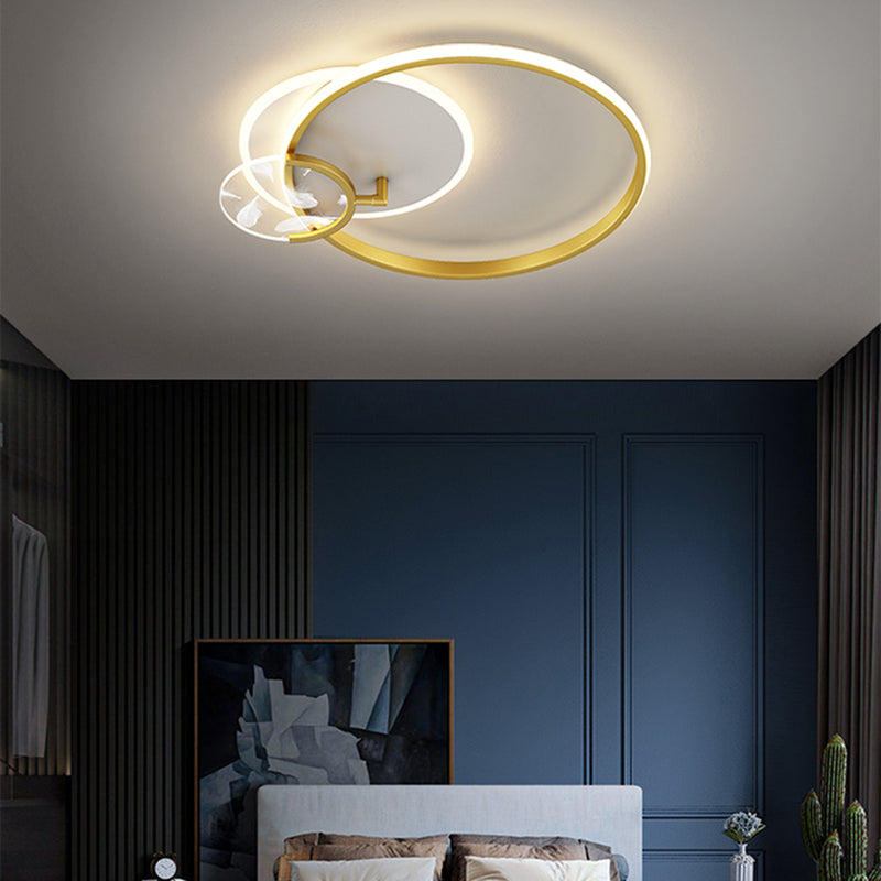 Modern Feather Ceiling Light Metal Geometric LED Flush Mount Light for Living Room