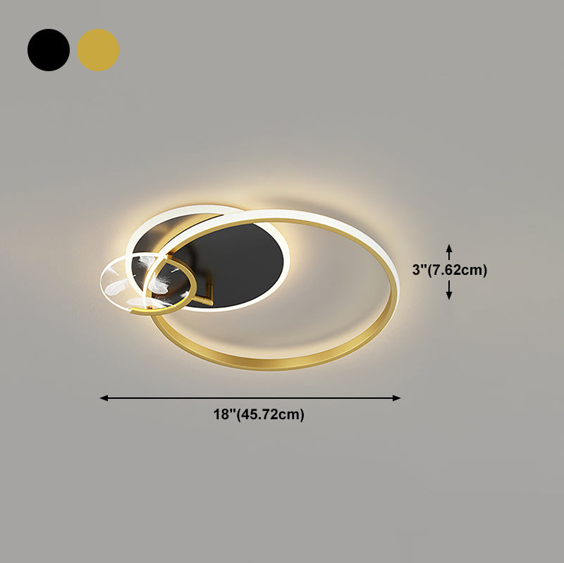 Modern Feather Ceiling Light Metal Geometric LED Flush Mount Light for Living Room