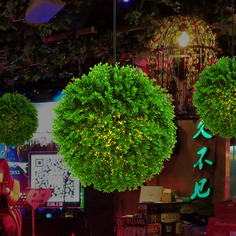 Globe Restaurant Ceiling Pendant Light Industrial Metal 1 Light Green LED Plant Suspension Lamp, 14"/18" Dia