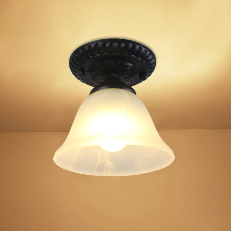 Small Foyer Ceiling Light Vintage Frosted Glass Single-Bulb Flush Mount Lamp