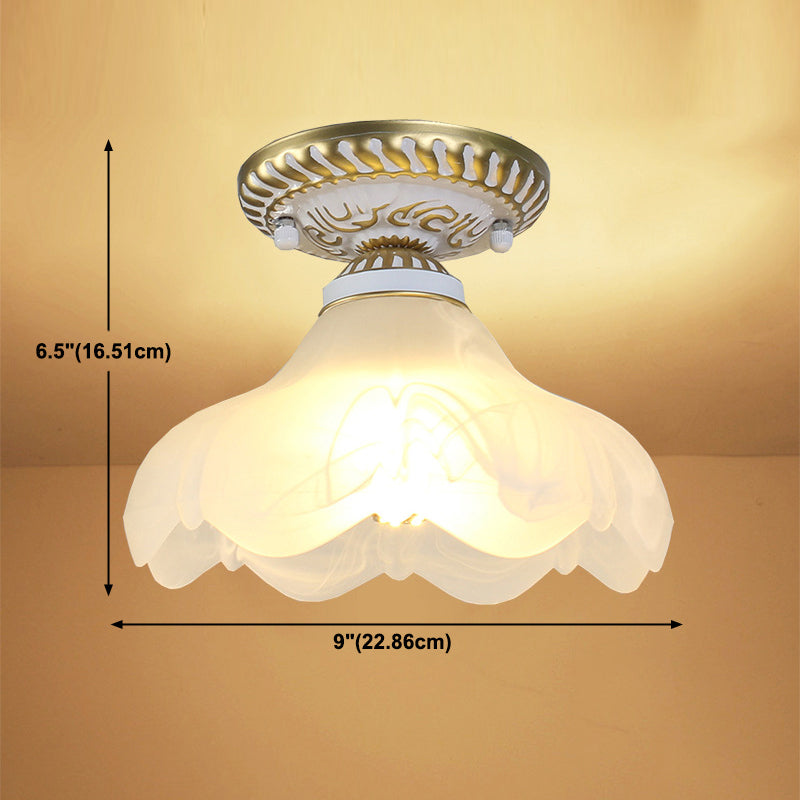 Small Foyer Ceiling Light Vintage Frosted Glass Single-Bulb Flush Mount Lamp