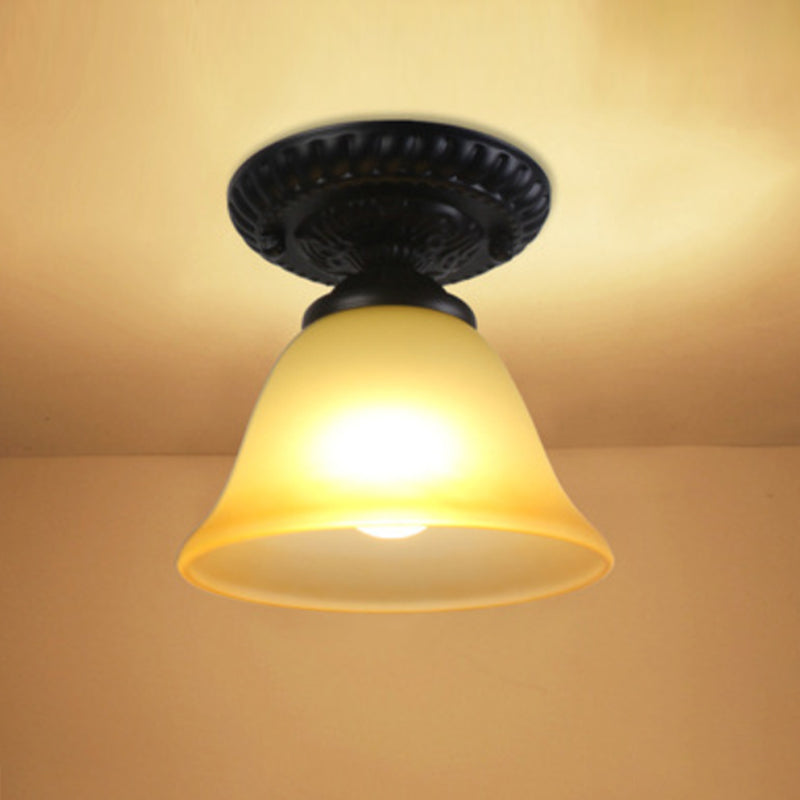Small Foyer Ceiling Light Vintage Frosted Glass Single-Bulb Flush Mount Lamp