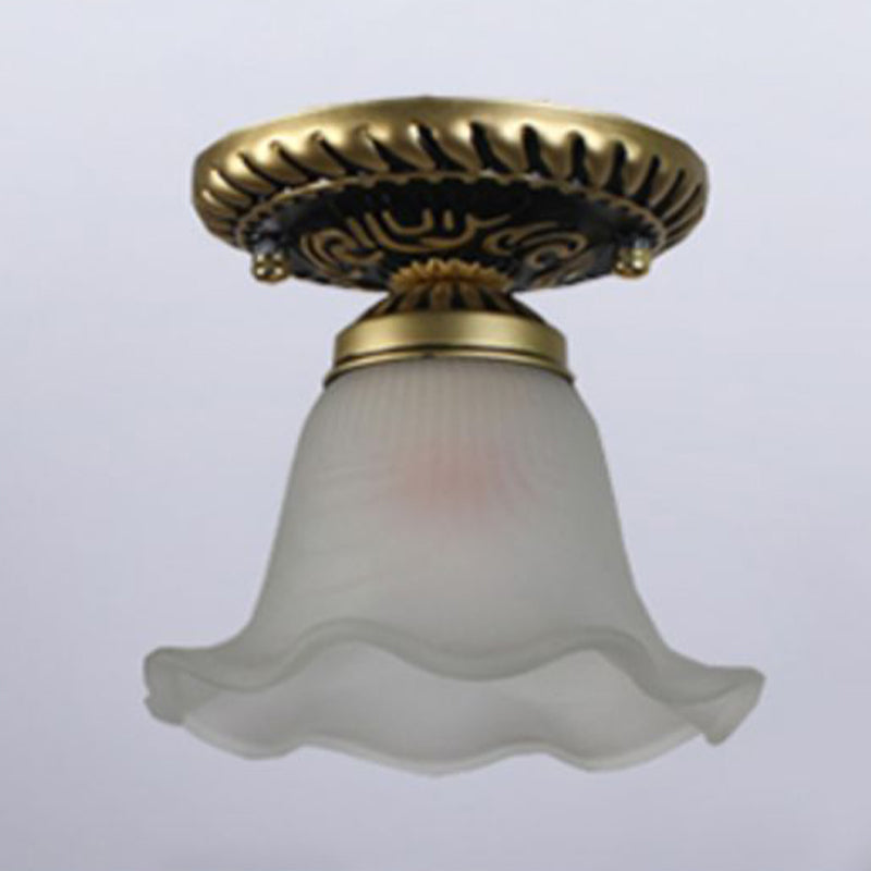 Small Foyer Ceiling Light Vintage Frosted Glass Single-Bulb Flush Mount Lamp