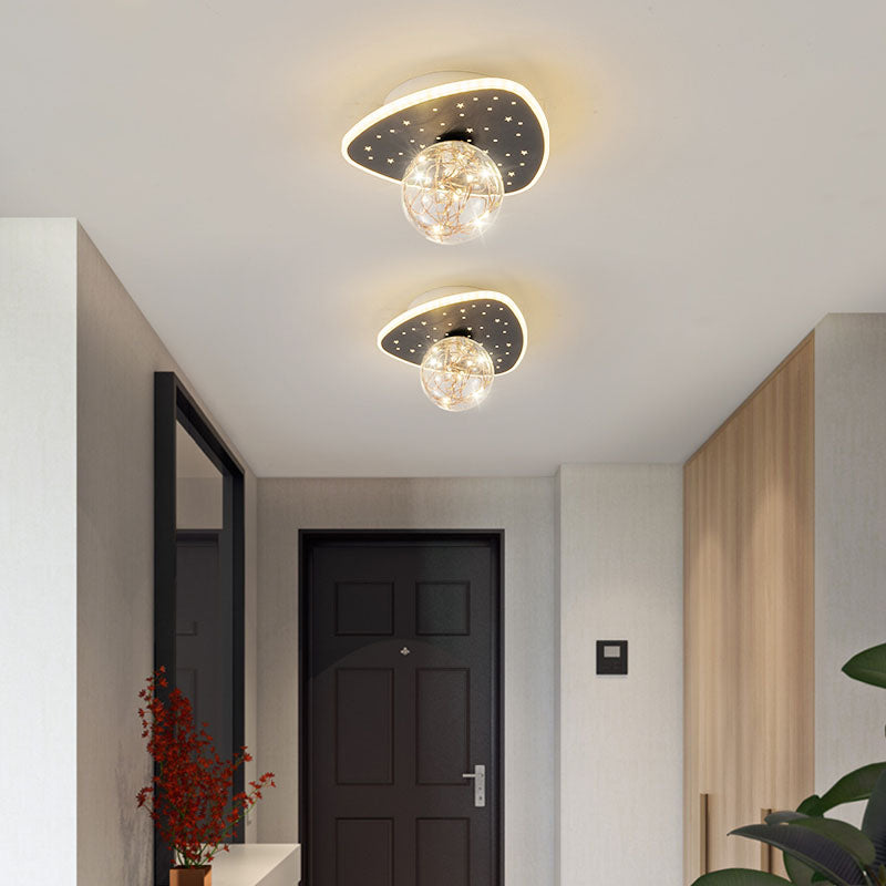 Nordic Style Geometric Ceiling Light Glass Gypsophila Flush Mount Light for Bedroom