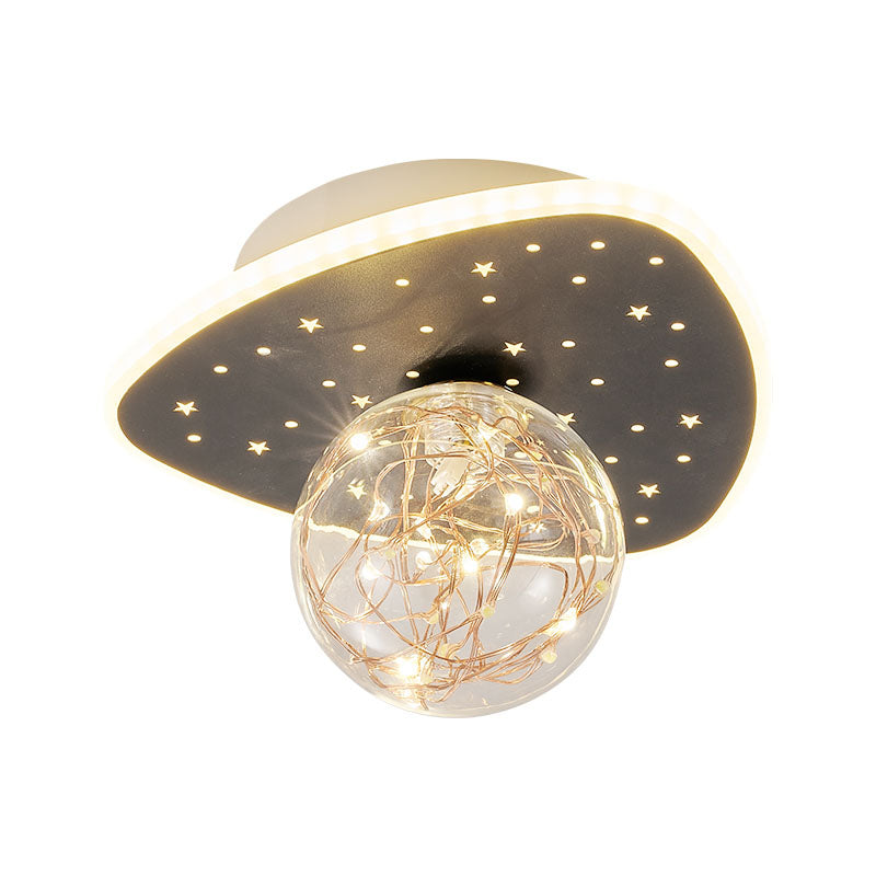 Nordic Style Geometric Ceiling Light Glass Gypsophila Flush Mount Light for Bedroom