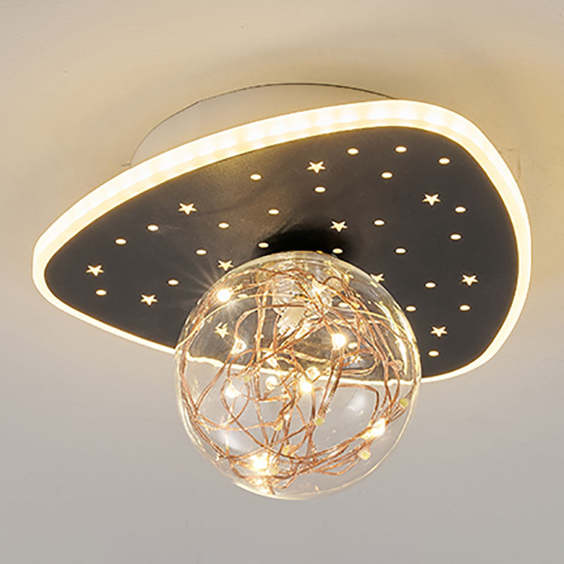 Nordic Style Geometric Ceiling Light Glass Gypsophila Flush Mount Light for Bedroom