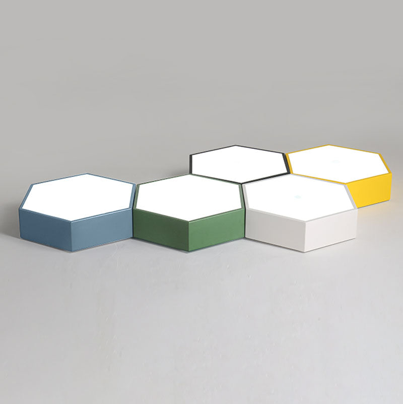 Nordic Hexagon Ceiling Light Colorful LED Flush Mount Light for Bedroom