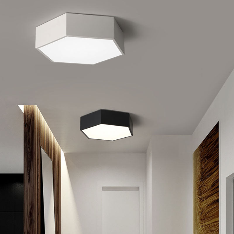 Nordic Hexagon Ceiling Light Colorful LED Flush Mount Light for Bedroom