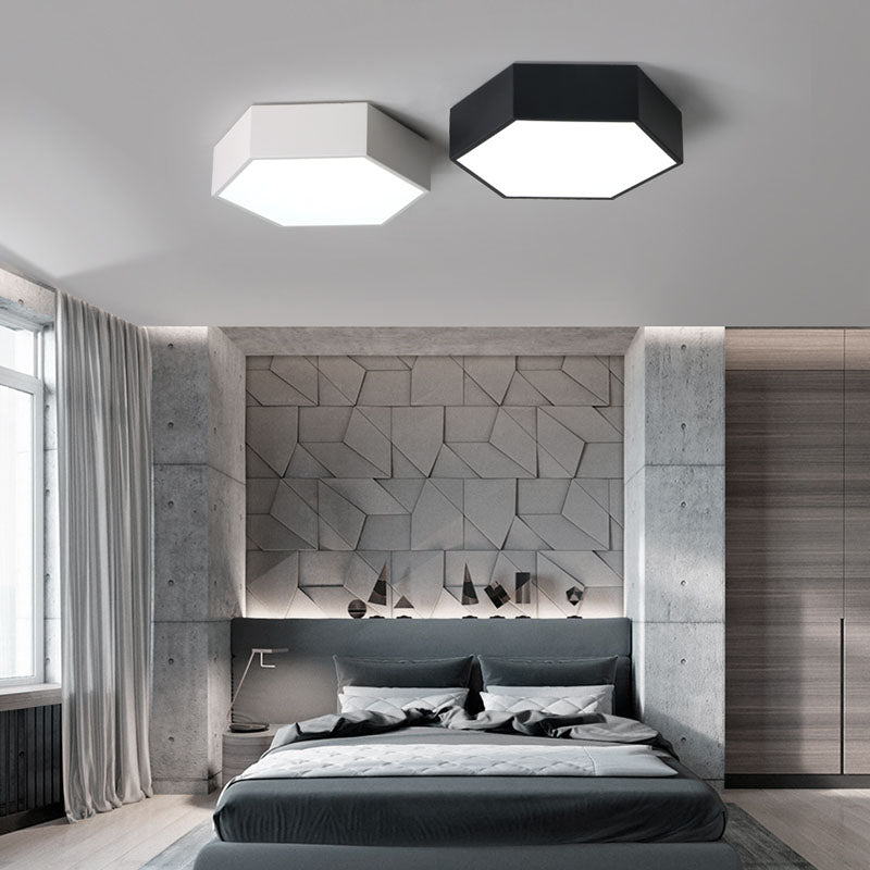 Nordic Hexagon Ceiling Light Colorful LED Flush Mount Light for Bedroom