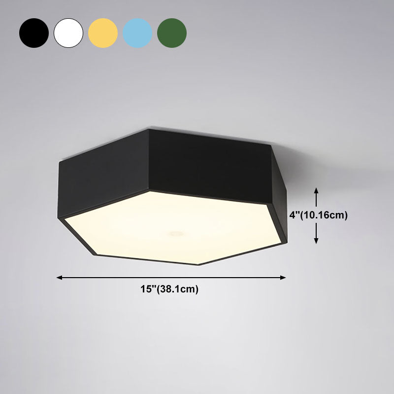 Nordic Hexagon Ceiling Light Colorful LED Flush Mount Light for Bedroom