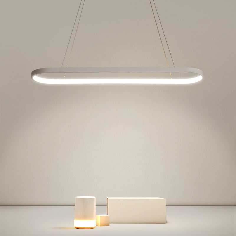 Contemporary Style Linear Shape Island Light Metal 1 Light Hanging Pendant Light in White
