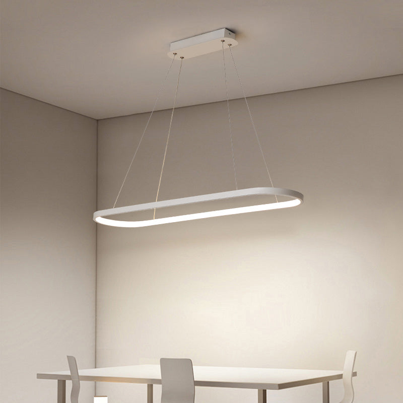 Contemporary Style Linear Shape Island Light Metal 1 Light Hanging Pendant Light in White