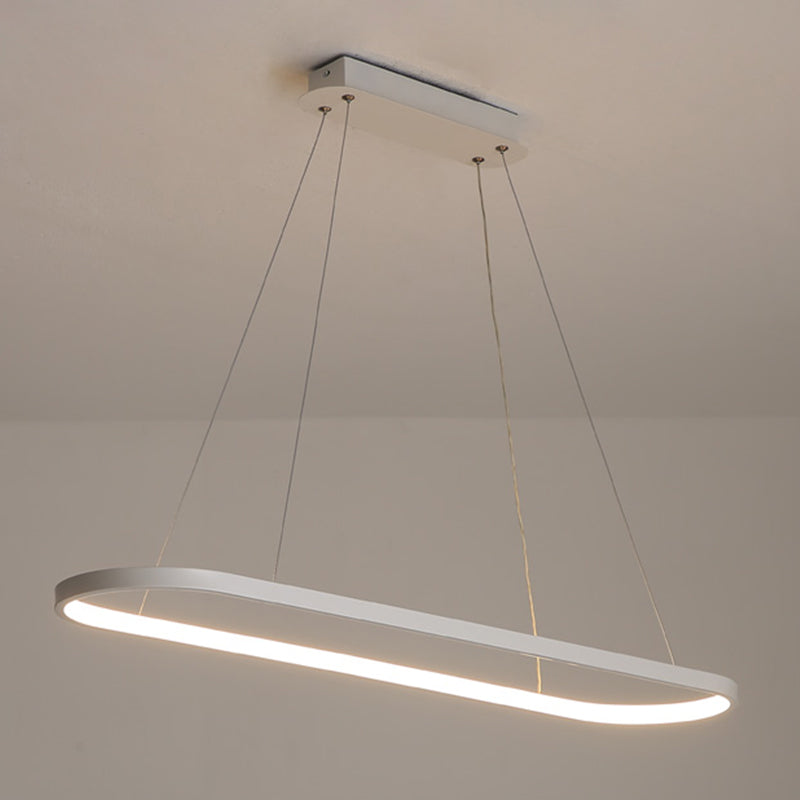 Contemporary Style Linear Shape Island Light Metal 1 Light Hanging Pendant Light in White