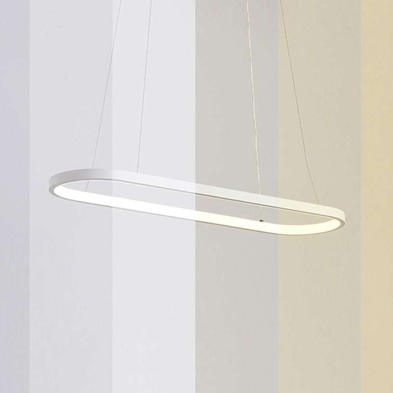 Contemporary Style Linear Shape Island Light Metal 1 Light Hanging Pendant Light in White