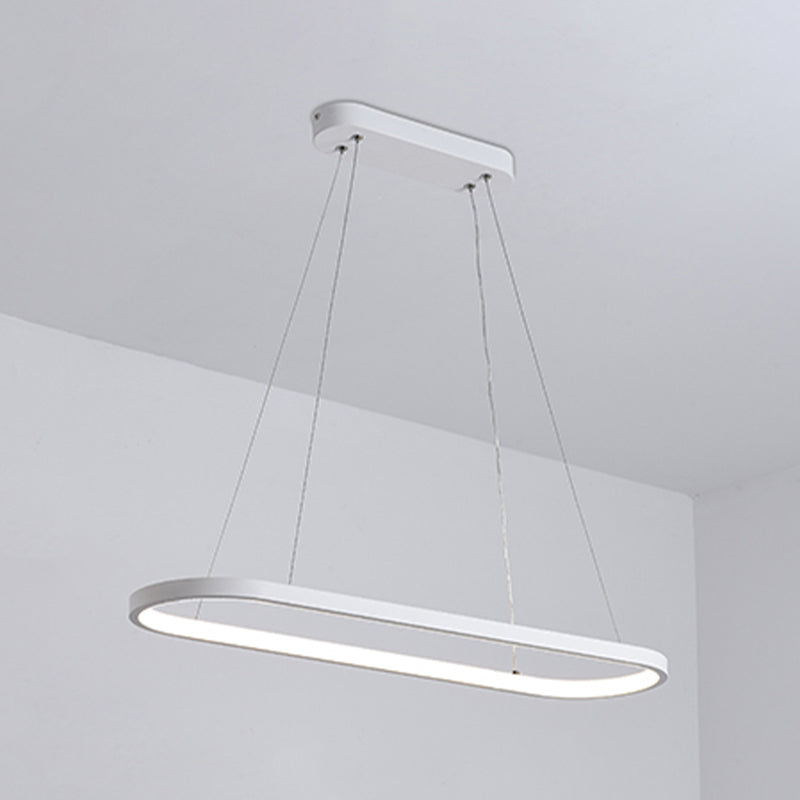 Contemporary Style Linear Shape Island Light Metal 1 Light Hanging Pendant Light in White