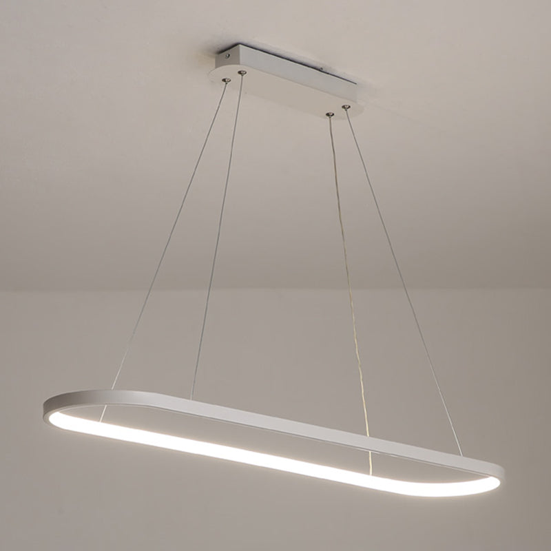 Contemporary Style Linear Shape Island Light Metal 1 Light Hanging Pendant Light in White