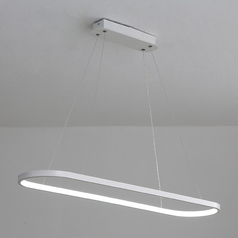 Contemporary Style Linear Shape Island Light Metal 1 Light Hanging Pendant Light in White