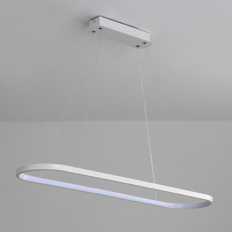 Contemporary Style Linear Shape Island Light Metal 1 Light Hanging Pendant Light in White