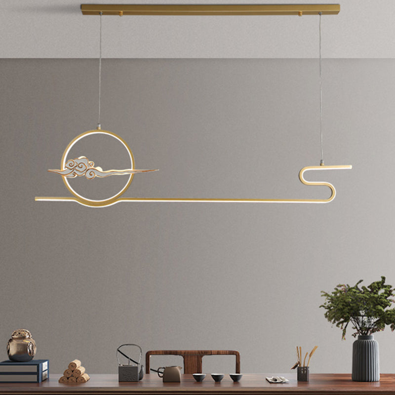 Contemporary Style Linear Shape Island Lighting Ideas Metal 2 Light Hanging Pendant Lights