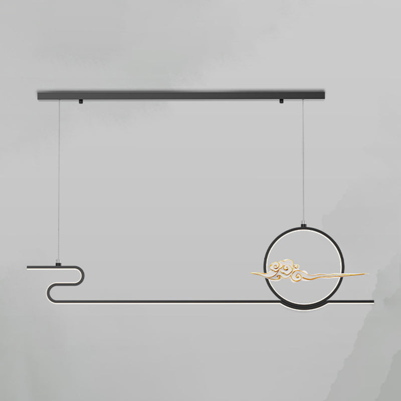 Contemporary Style Linear Shape Island Lighting Ideas Metal 2 Light Hanging Pendant Lights