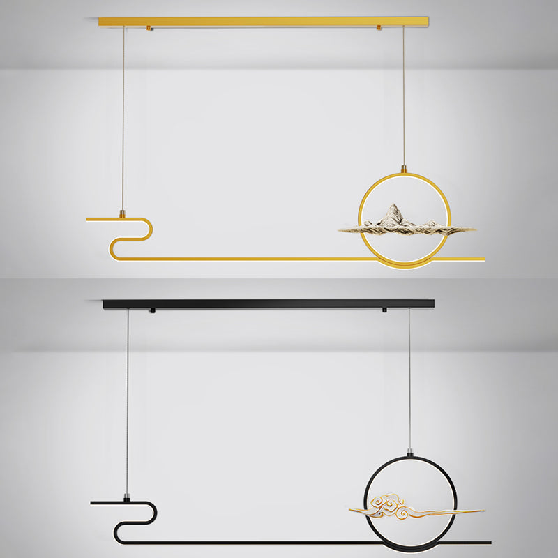 Contemporary Style Linear Shape Island Lighting Ideas Metal 2 Light Hanging Pendant Lights