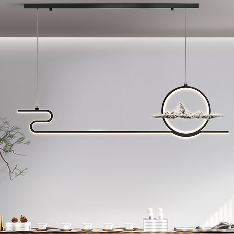 Contemporary Style Linear Shape Island Lighting Ideas Metal 2 Light Hanging Pendant Lights