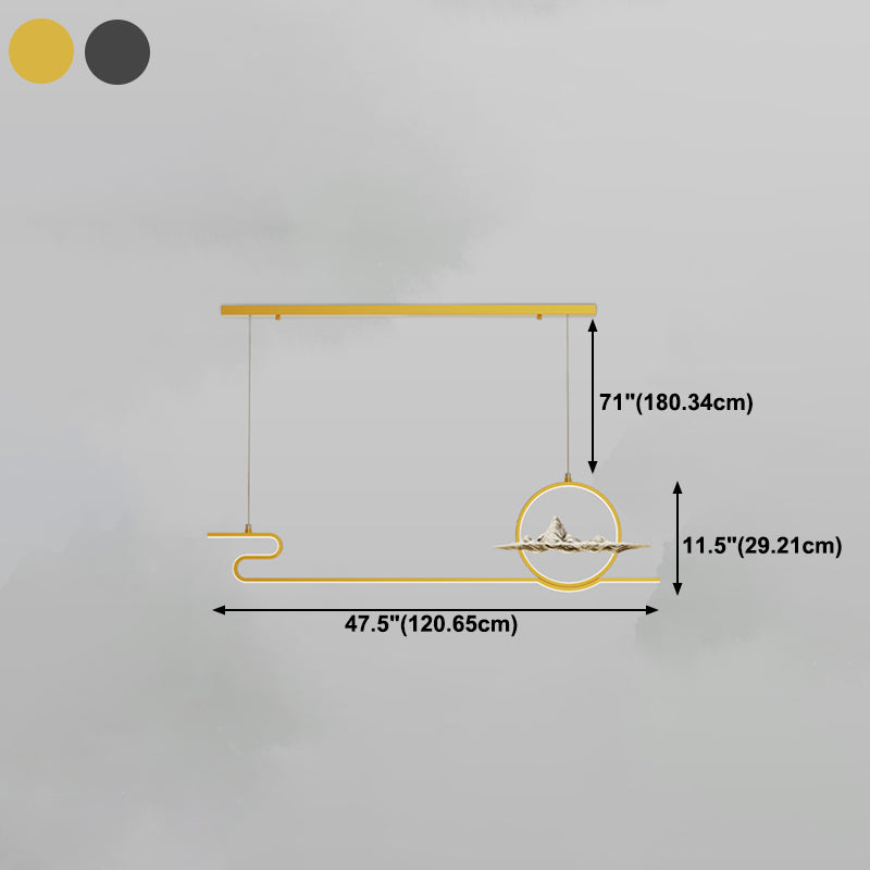 Contemporary Style Linear Shape Island Lighting Ideas Metal 2 Light Hanging Pendant Lights