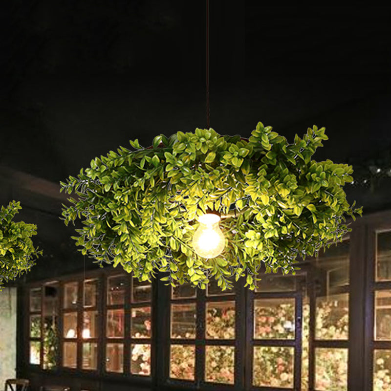 Lumo a soffitto nero in metallo Exposed Bulb 1 Bulb Luld LED Sospensione Apparecchio di illuminazione con decorazione delle piante