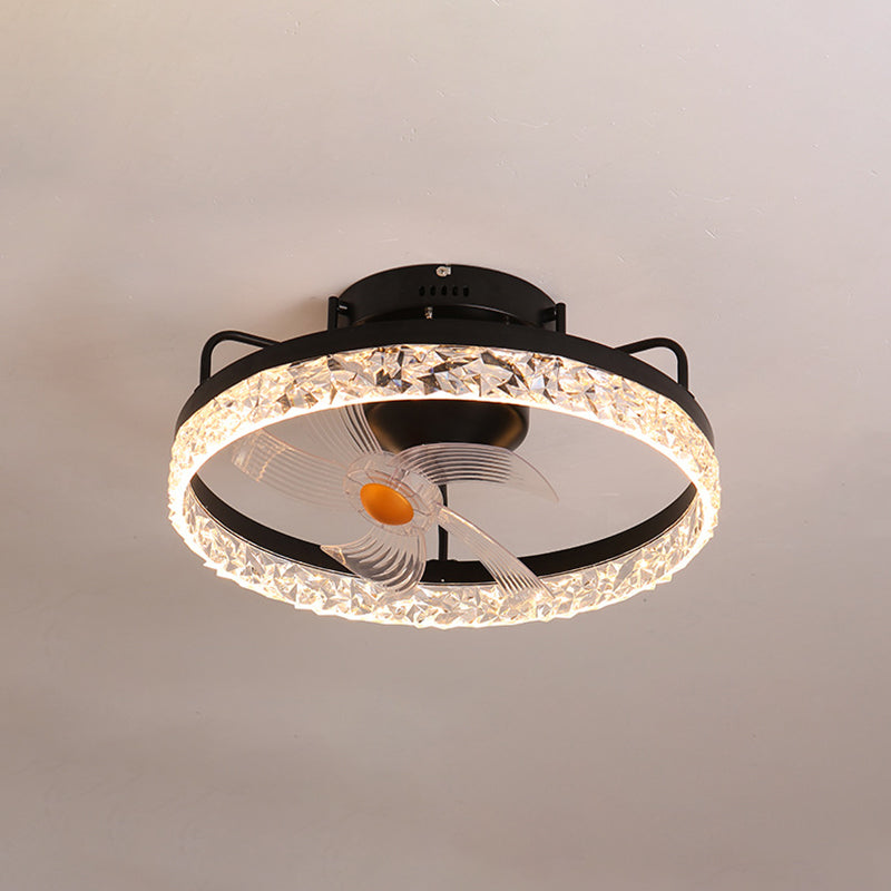 Circle Metal Ceiling Fan Light Simple LED Ceiling Light Fixture for Bedroom