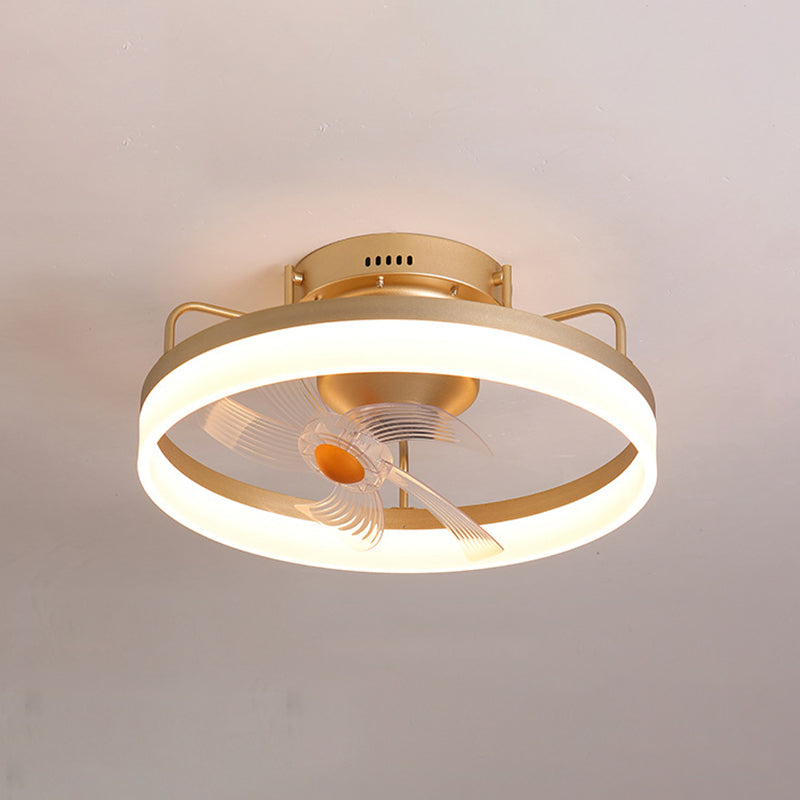 Circle Metal Ceiling Fan Light Simple LED Ceiling Light Fixture for Bedroom