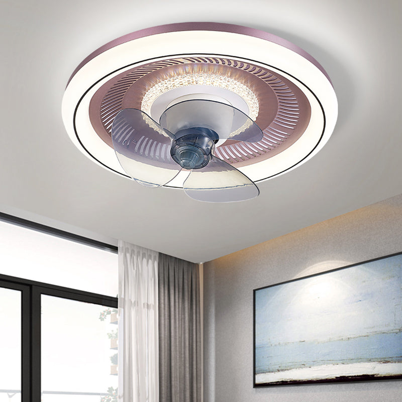 Metal Round Ceiling Fan Light Modern-Style LED Ceiling Mounted Light