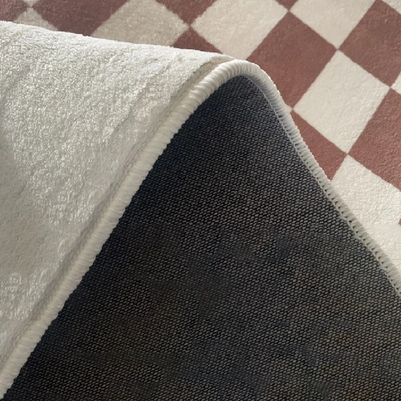 Black Check Pattern Rug Polyester Simple Rug Non-Slip Back Rug for Living Room