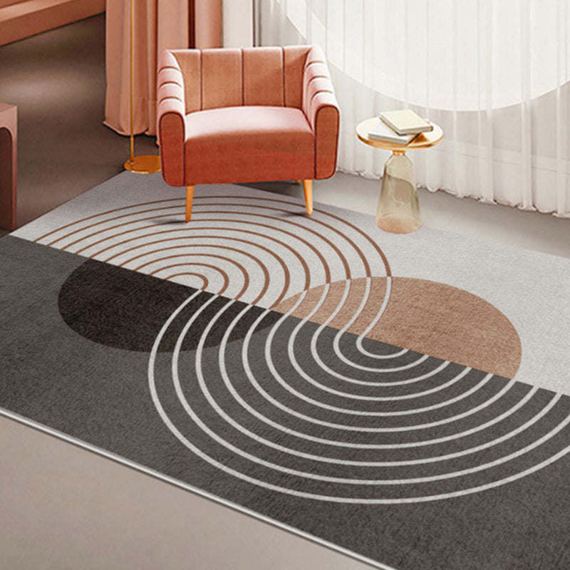 Orange Modern Rug Polyester Geometric Rug Stain Resistant Rug Drawing Room