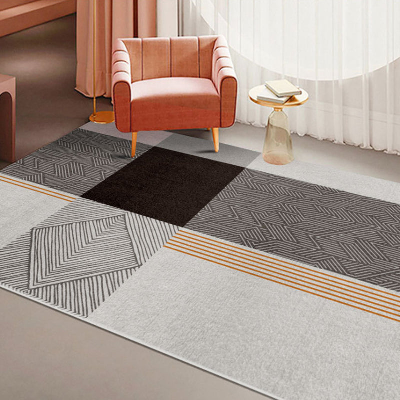 Orange Modern Rug Polyester Geometric Rug Stain Resistant Rug Drawing Room