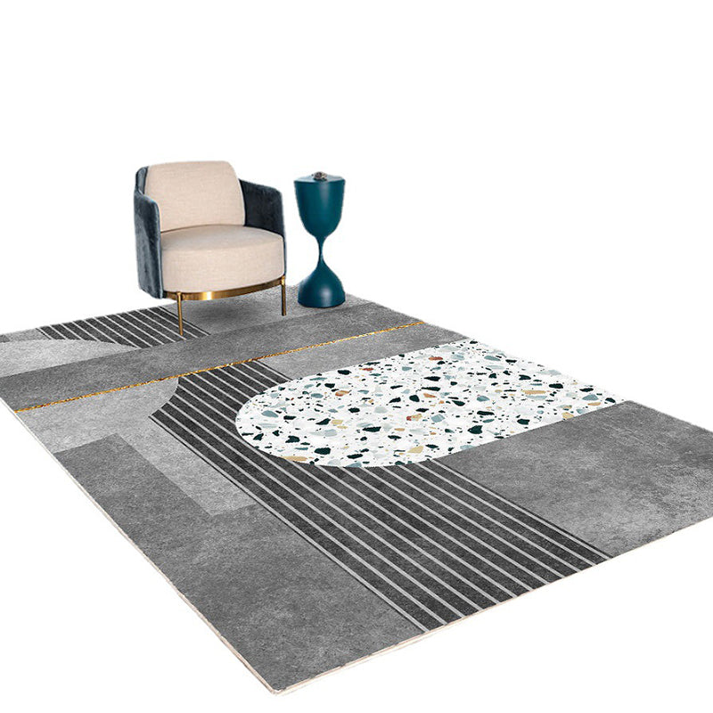 Orange Modern Rug Polyester Geometric Rug Stain Resistant Rug Drawing Room