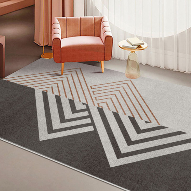 Orange Modern Rug Polyester Geometric Rug Stain Resistant Rug Drawing Room