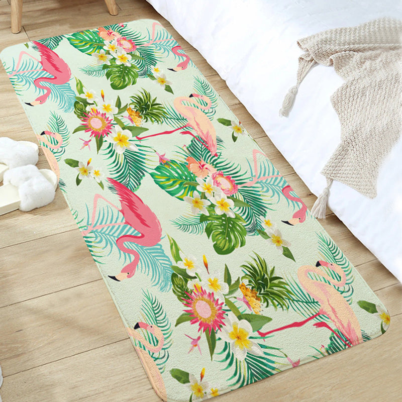 Green Plant Carpet Polyester Modern Area Carpet Non-Slip Backing Carpet for Drawing Room