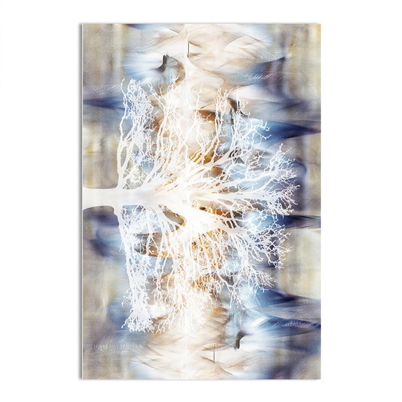 Blue Contemporary Rug Polyester Abstract Print Rug Washable Rug for Drawing Room