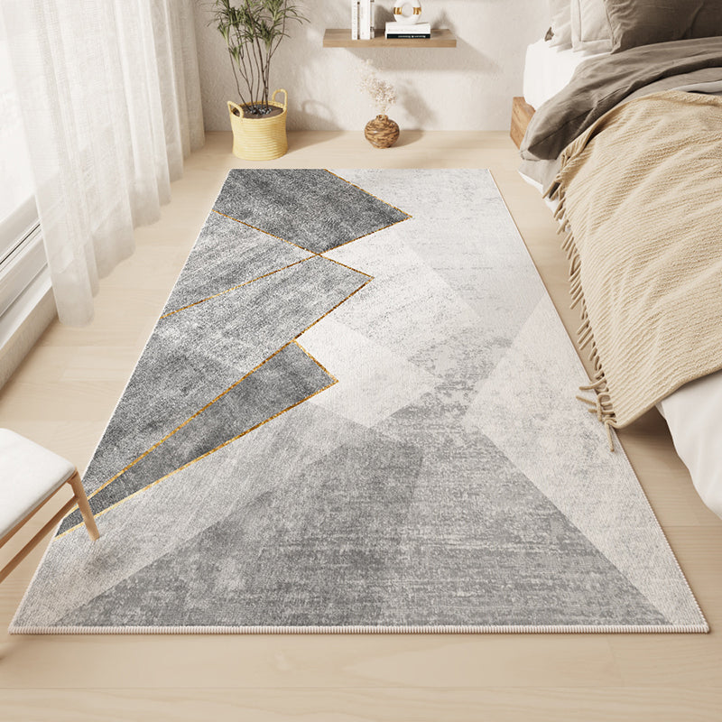 White Rhombus Rug Polyester Casual Rug Washable Rug for Living Room