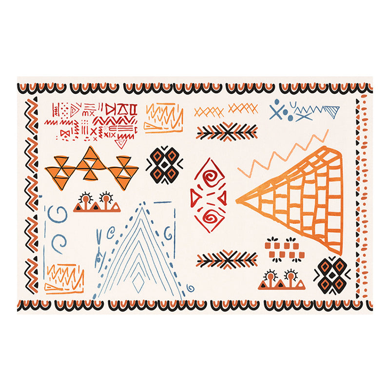 Light Orange Graphic Rug Polyester Casual Rug Stain Resistant Rug for Living Room