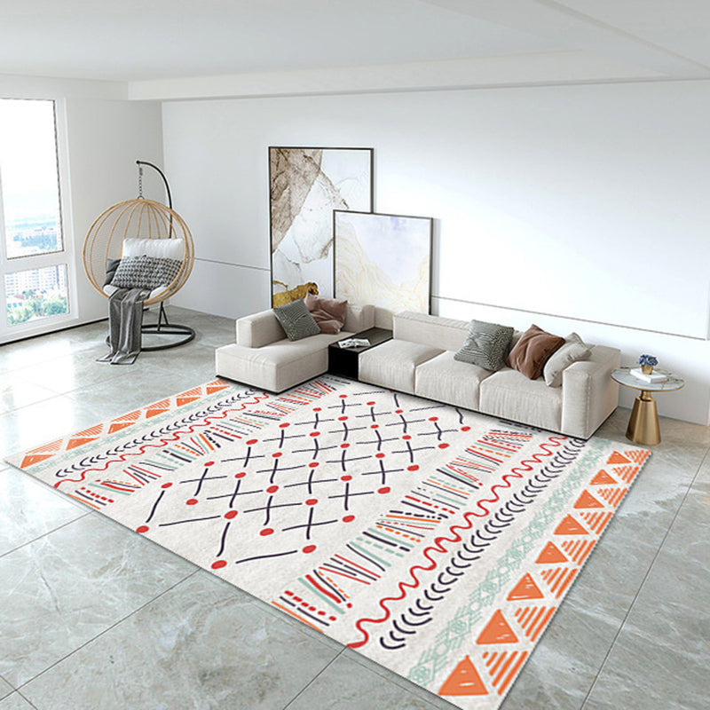 Light Orange Graphic Rug Polyester Casual Rug Stain Resistant Rug for Living Room