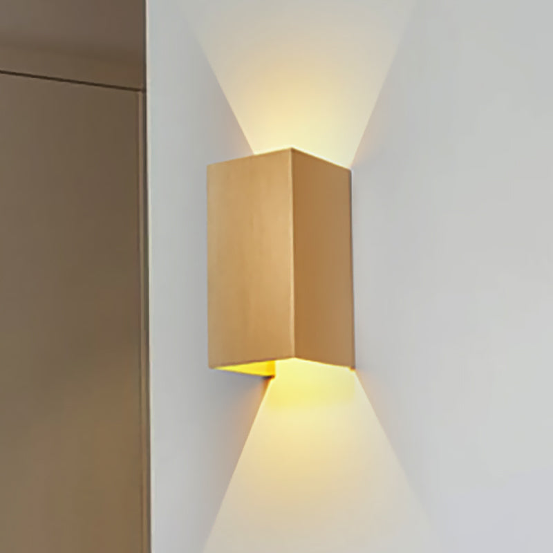 Cuboid Up and Down LED Wall Sconce Contemporary Metal Gold/Coffee/Grey Sconce Light Fixture for Bedroom
