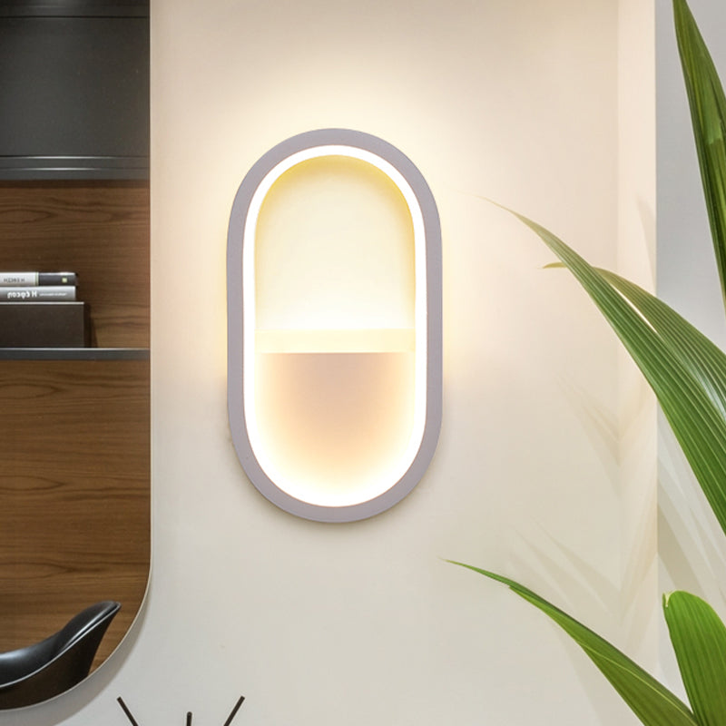 Lampada a parete ovale Accrilico contemporaneo Acrilico nero/bianco Pronzo della parete a LED in luce calda/bianca