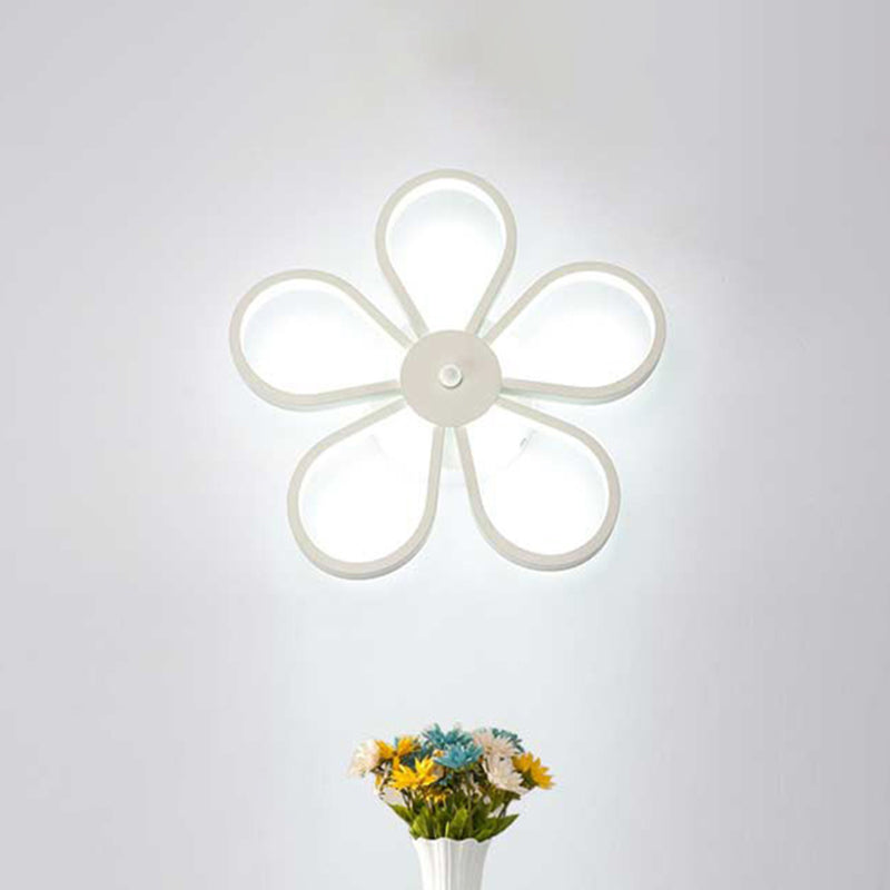 Mur à fleurs acrylique Light Mothed Modern White LED Pince Lumière en lumière chaude / blanche pour la salle à manger