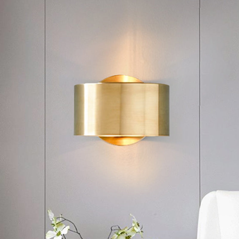 Gold Half-Cylinder Wall Light Fixture Postmodern 1 Light Metal Flush Wall Sconce