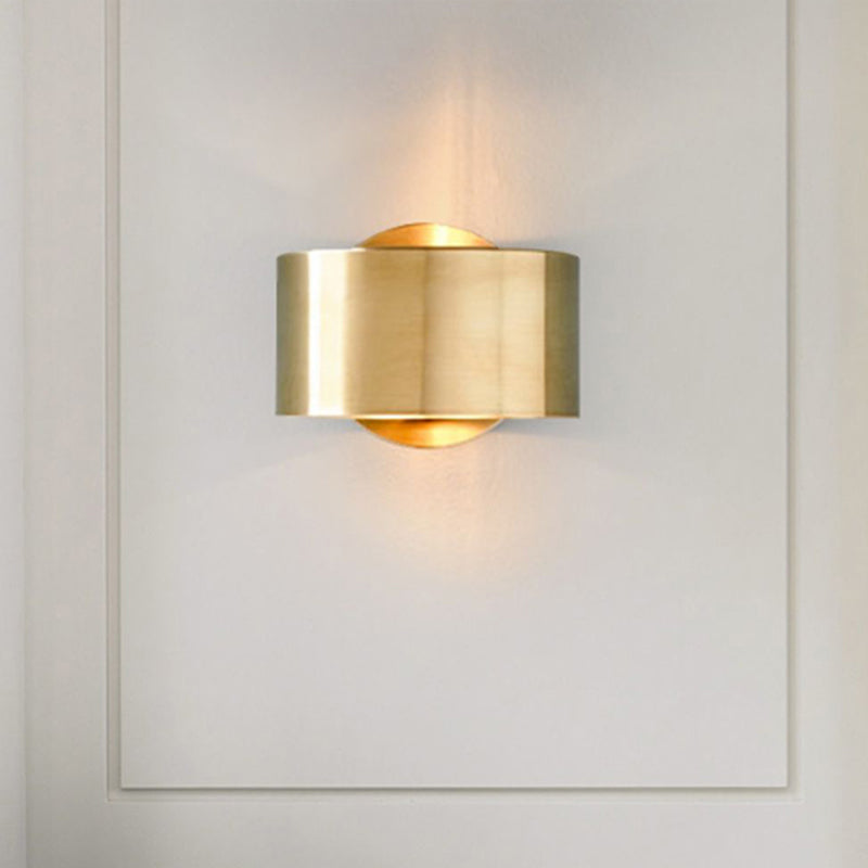 Gold Half-Cylinder Wall Light Fixture Postmodern 1 Light Metal Flush Wall Sconce