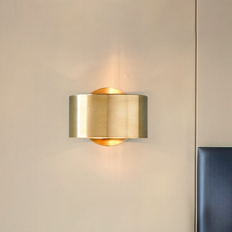 Gold Half-Cylinder Wall Light Fixture Postmodern 1 Light Metal Flush Wall Sconce